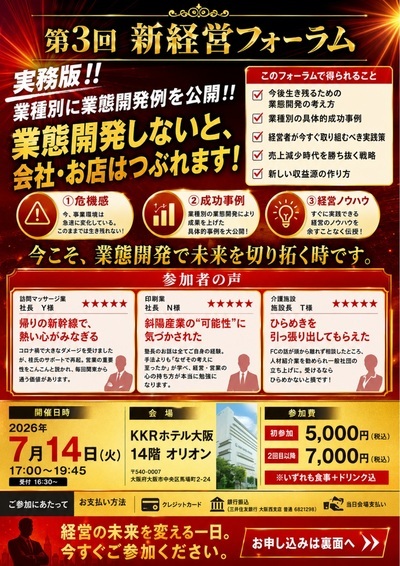 ≪実務版≫業種別に業態開発例を公開!!　業態開発しないと、会社・お店はつぶれます!